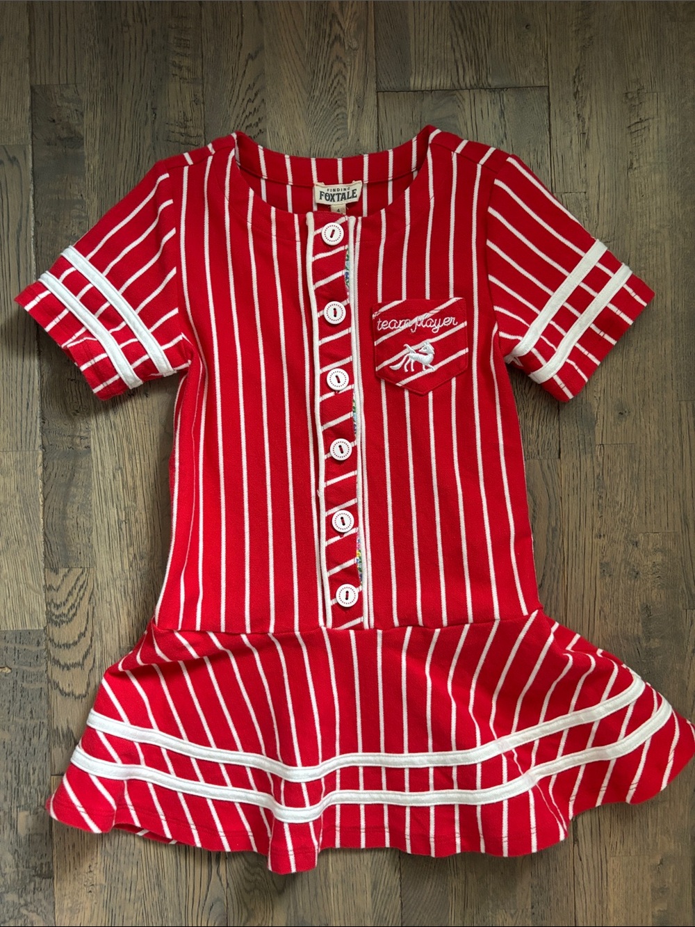 Red Striped Button-Front Girls' Dress